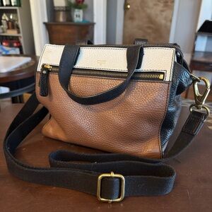 Fossil Color Block Satchel Crossbody